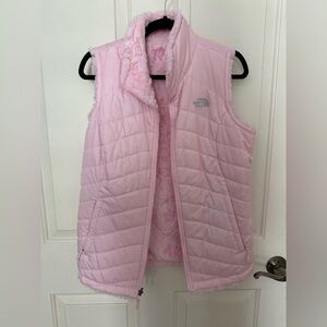 The North Face Pink Fleece vest reversible size med excellent condition